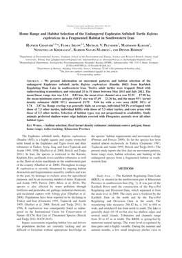 Home Range and Habitat Selection of the Endangered Euphrates Softshell Turtle Rafetus Euphraticus in a Fragmented Habitat in Southwestern Iran