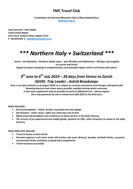 Northern Italy + Switzerland ***