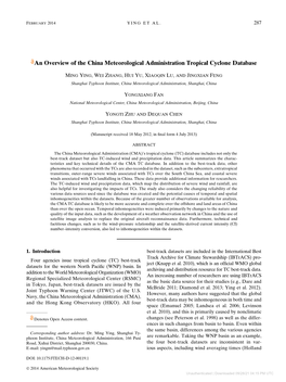 An Overview of the China Meteorological Administration Tropical Cyclone Database