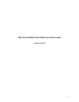 The Transformation Process in Bulgaria