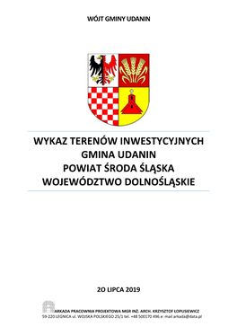 Wykaz Terenów Inwestycyjnych Gmina Udanin Powiat Środa Śląska Województwo Dolnośląskie