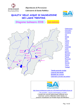 Balneazione Laghi