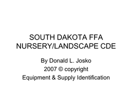 South Dakota Ffa Nursery/Landscape Cde