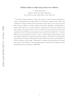 Medium Effects in High Energy Heavy-Ion Collisions