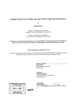 Shape Grammar for Mies Van Der Rohe's High-Rise Apartment By