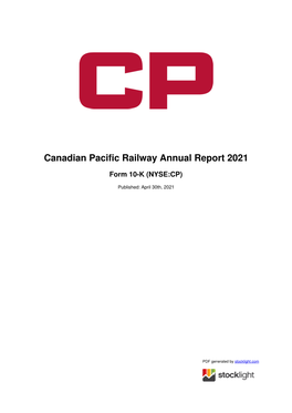 Canadian Pacific Railway Annual Report 2021