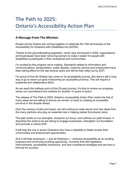 Ontario's Accessibility Action Plan