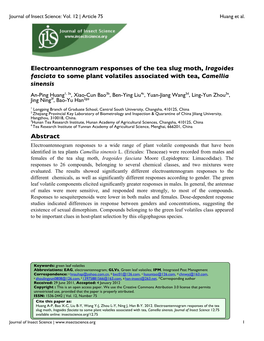 Electroantennogram Responses of the Tea Slug Moth