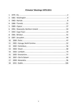Primates' Meetings 1979-2011