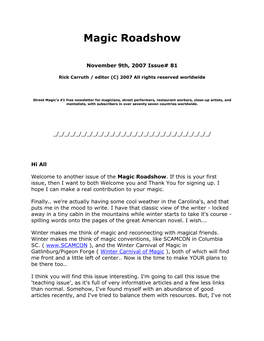 Magic Roadshow 81-90