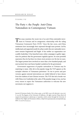 The Party V. the People: Anti-China Nationalism in Contemporary Vietnam