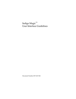 Indigo Magic User Interface Guidelines