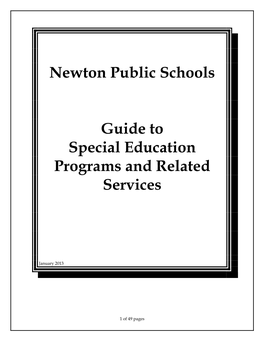 Newton Public Schools Guide to Special Education Programs and Related Services