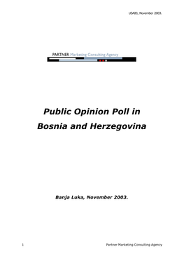 Public Opinion Poll in Bosnia and Herzegovina