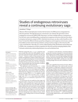 Studies of Endogenous Retroviruses Reveal a Continuing Evolutionary Saga