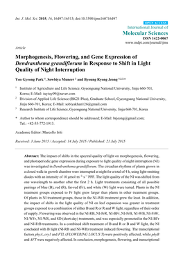 Morphogenesis, Flowering, and Gene Expression of Dendranthema Grandiflorum in Response to Shift in Light Quality of Night Interruption