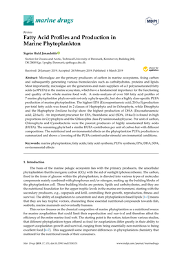 Fatty Acid Profiles and Production in Marine Phytoplankton