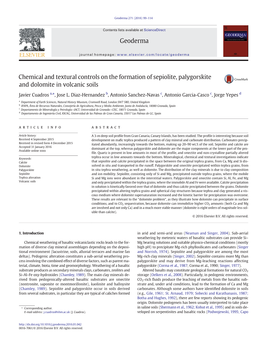 Chemical and Textural Controls on the Formation of Sepiolite, Palygorskite and Dolomite in Volcanic Soils