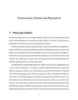 Concessionary Dualism and Physicalism