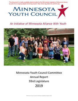 Minnesota Youth Council Committee Annual Report 93Rd Legislature 2019