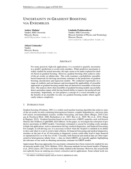 Uncertainty in Gradient Boosting Via Ensembles