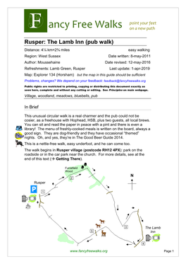 Rusper: the Lamb Inn (Pub Walk)