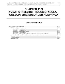Volume 2, Chapter 11-9: Aquatic Insects: Holometabola-Coleoptera