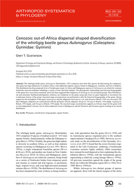 Cenozoic Out-Of-Africa Dispersal Shaped Diversification of the Whirligig Beetle Genus Aulonogyrus (Coleoptera: Gyrinidae: Gyrinini)
