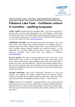 Fabulous Lake Faak – Caribbean Colours in Carinthia – Uplifting Turquoise!