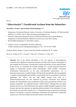 Uncultivated Archaea from the Subsurface