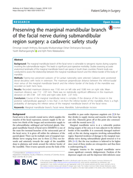 Preserving the Marginal Mandibular Branch Of