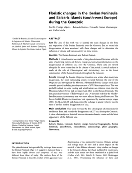 Floristic Changes in the Iberian Peninsula and Balearic Islands (South-West Europe) During the Cenozoic