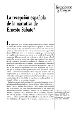 La Recepción Española De La Narrativa De Ernesto Sábato