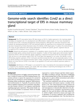 Genome-Wide Search Identifies Ccnd2 As a Direct Transcriptional Target Of