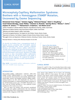 Microcephaly-Capillary Malformation Syndrome: Brothers with a Homozygous STAMBP Mutation, Uncovered by Exome Sequencing