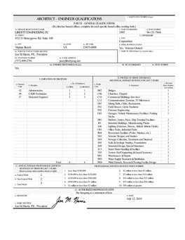 ENGINEER QUALIFICATIONS PART II – GENERAL QUALIFICATIONS (If a Firm Has Branch Offices, Complete for Each Specific Branch Office Seeking Work.) 2A