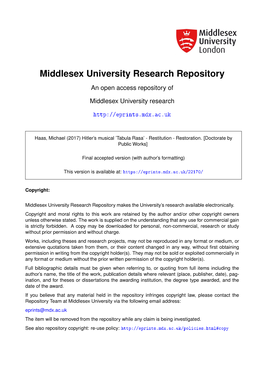 Middlesex University Research Repository an Open Access Repository Of