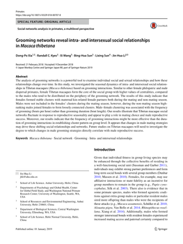 And Intersexual Social Relationships in Macaca Thibetana