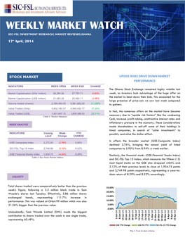 Weekly Market Watch Sic-Fsl Investment Research| Market Reviews|Ghana