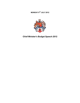 Chief Minister's Budget Speech 2012