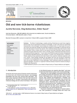 Old and New Tick-Borne Rickettsioses