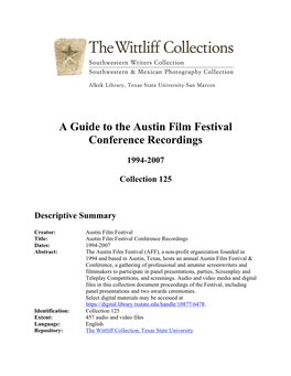 A Guide to the Austin Film Festival Conference Recordings