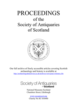 PROCEEDINGS of the Society of Antiquaries of Scotland