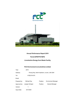 FCC Environment (Lincolnshire) Limited Annual Performance Report