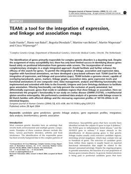 TEAM: a Tool for the Integration of Expression, and Linkage and Association Maps