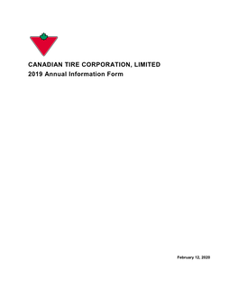 CANADIAN TIRE CORPORATION, LIMITED 2019 Annual Information Form