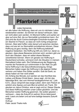 Pfarrbrief Juni 2021