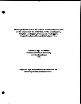 R Survey of the Insects of the Fermilab Prairie Restoration with Special Emphasis on the Butterflies, Moths, Grasshoppers, Katyd