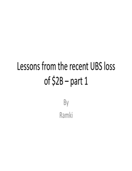 Lessons from Recent UBS Problem Updt1