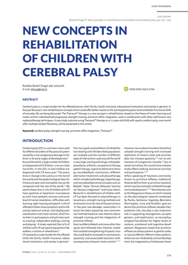 New Concepts in Rehabilitation of Children with Cerebral Palsy